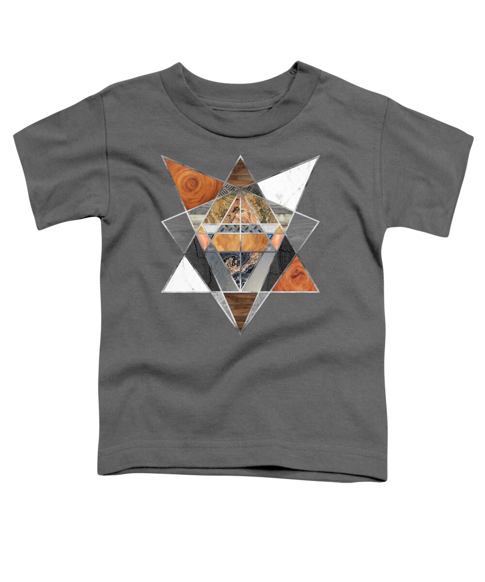 Unusual Toddler T-Shirt featuring the digital art Rustic Geometry unusual Modern polygonal Urban Lodge art by Tina Lavoie