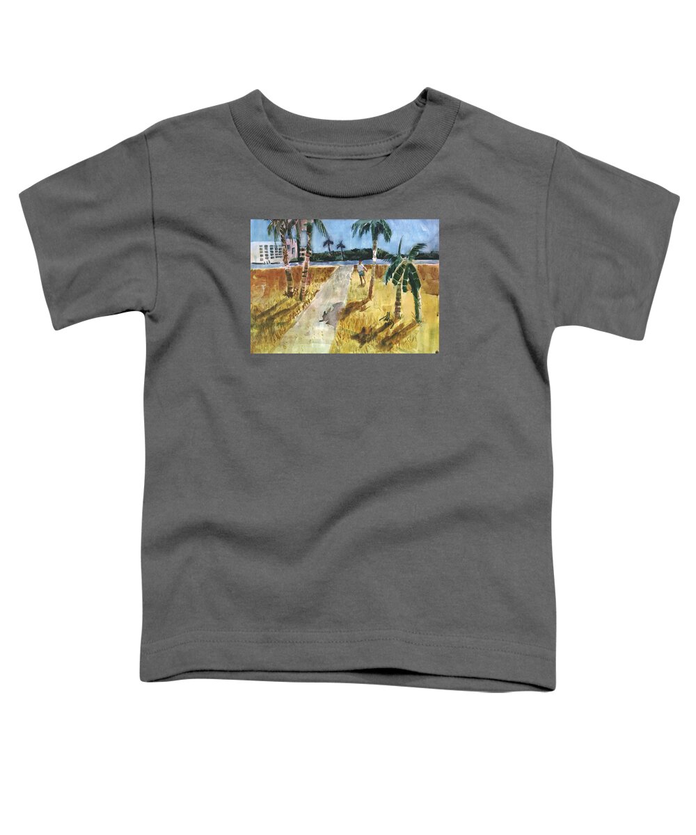 Palm Trees Toddler T-Shirt featuring the painting At Water's Edge by Thomas Tribby