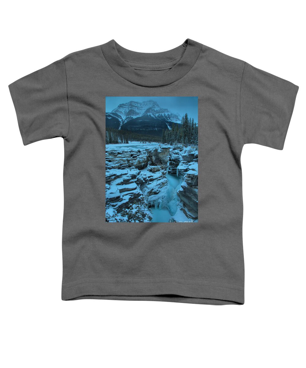 Athabasca Falls Toddler T-Shirt featuring the photograph Athbasca Falls Frozen Portrait by Adam Jewell