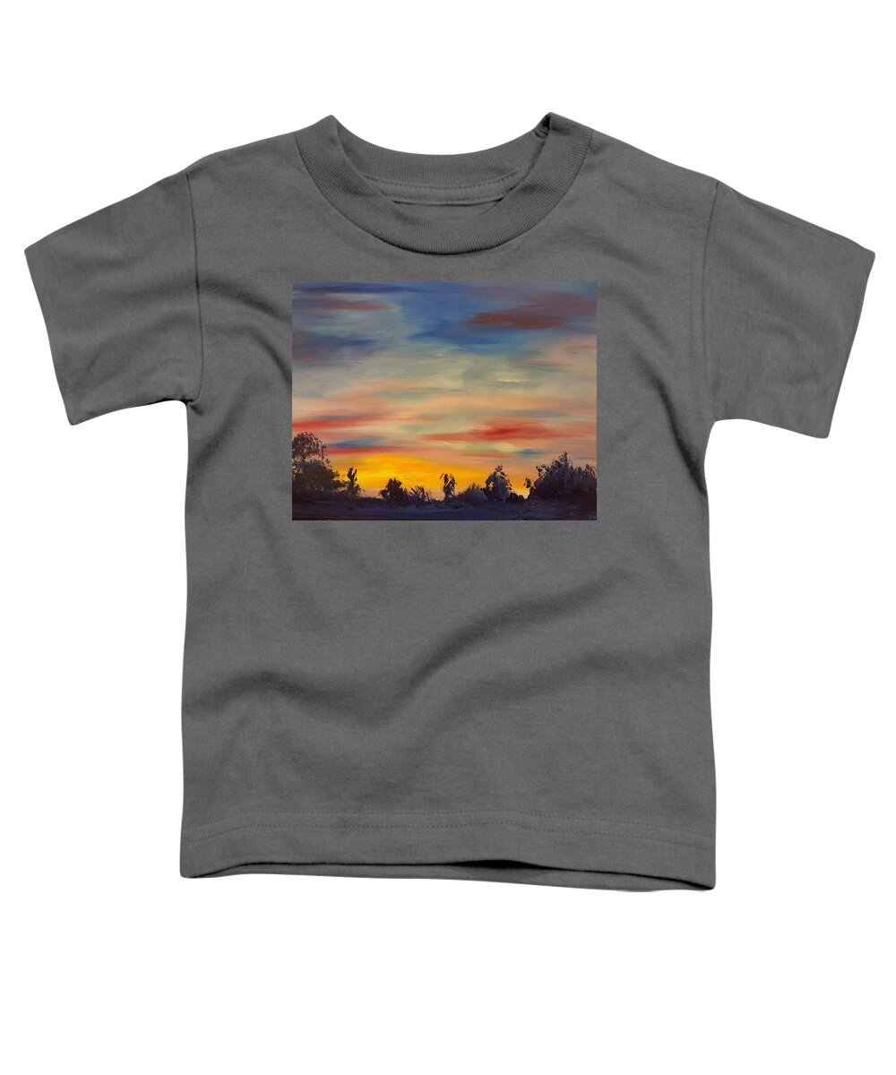Augusts Sunset Toddler T-Shirt featuring the painting August Sunset in SW Montana by Cheryl Nancy Ann Gordon