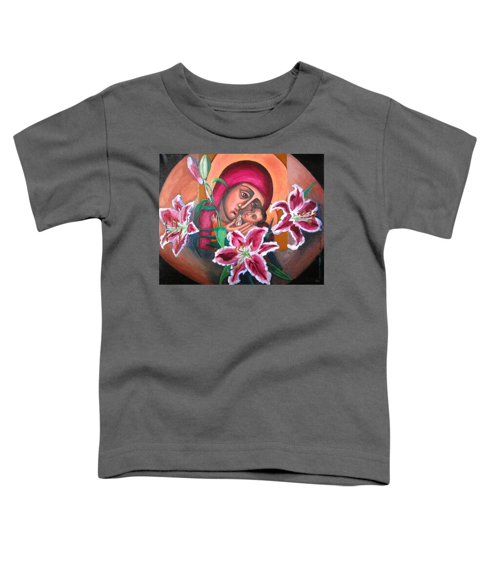 Icon Toddler T-Shirt featuring the painting Aunt Katya's Icon by Vera Smith