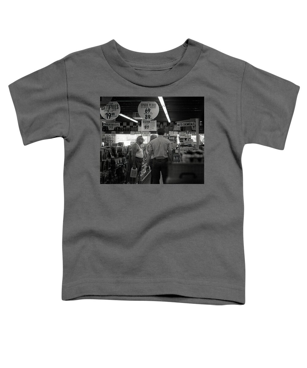 Auto Parts Toddler T-Shirt featuring the photograph Auto-Parts Store, 1972 by Jeremy Butler