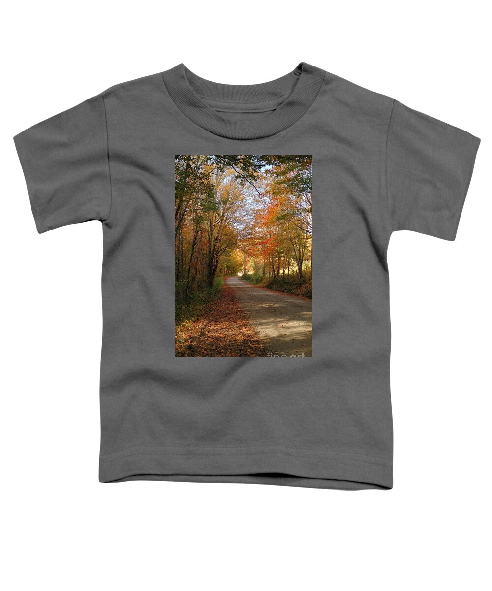 Autumn Toddler T-Shirt featuring the photograph Autumn Road by Anita Adams