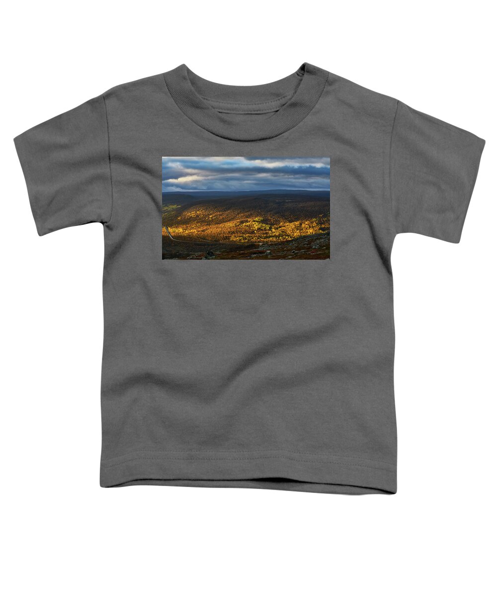 Sun Rays Toddler T-Shirt featuring the photograph Autumnal River Valley by Pekka Sammallahti