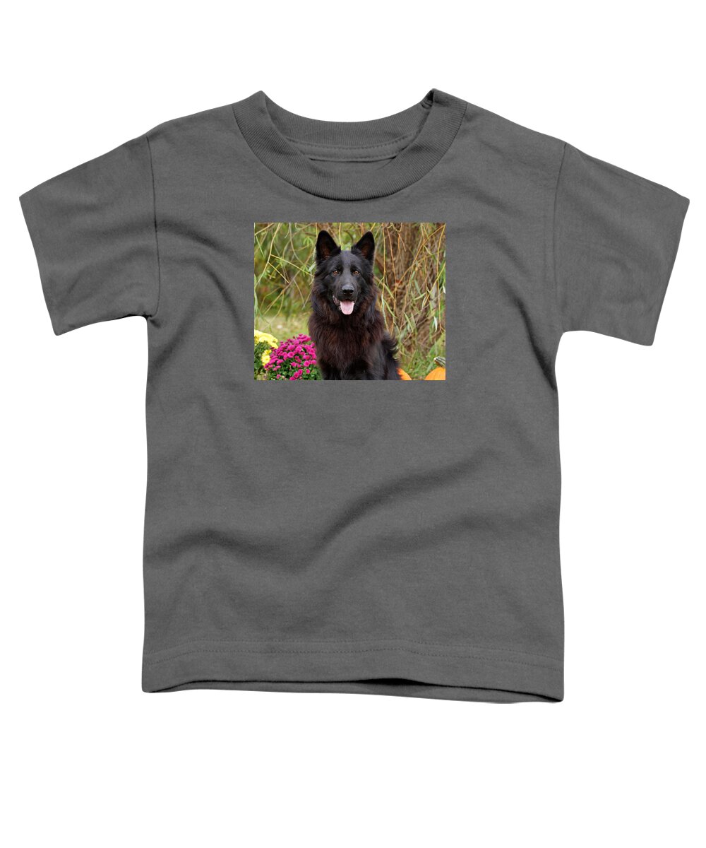 Black German Shepherd Toddler T-Shirt featuring the photograph Aziza by Sandy Keeton
