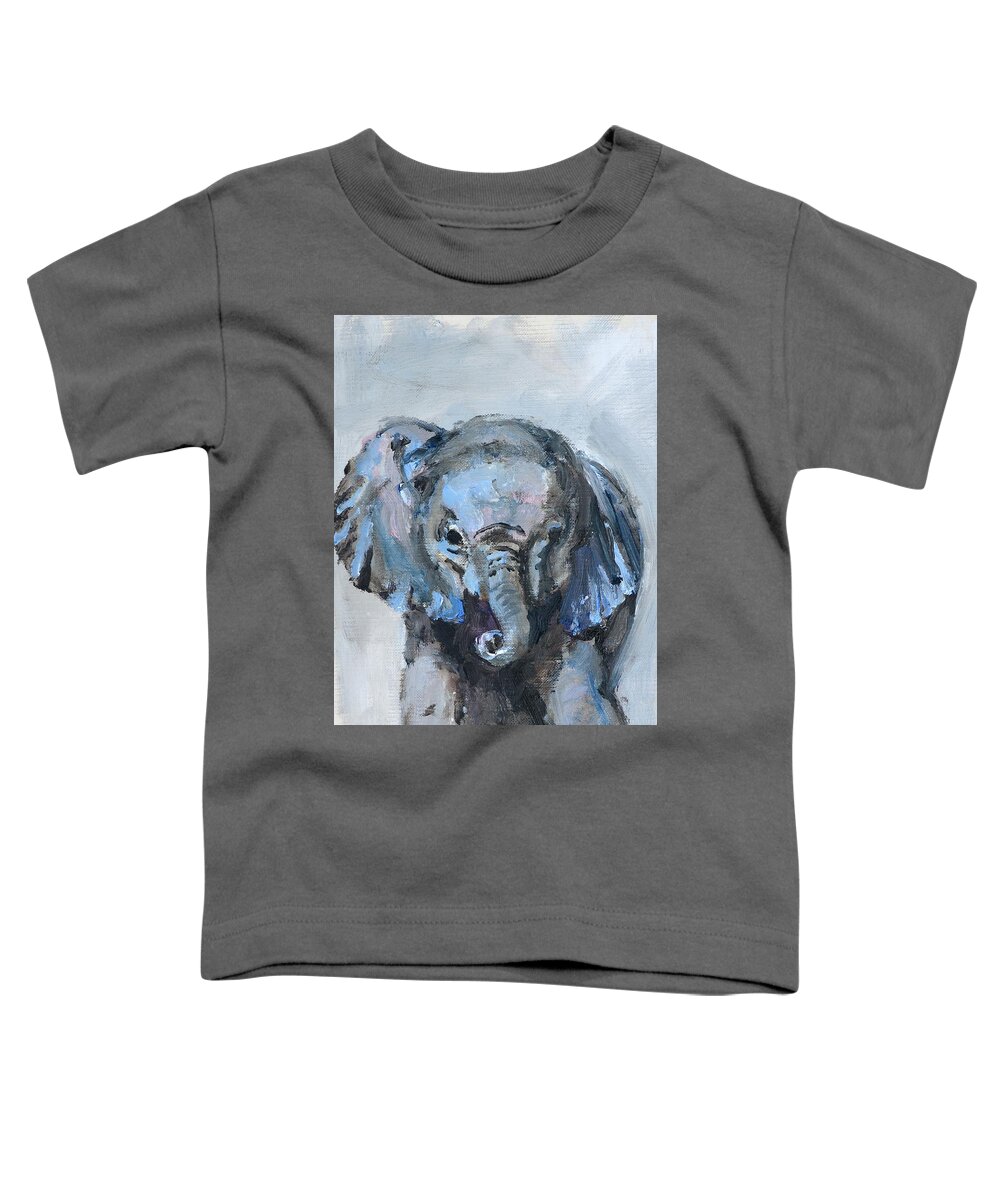 Elephant Toddler T-Shirt featuring the painting Baby Elephant Safari Animal Painting by Donna Tuten