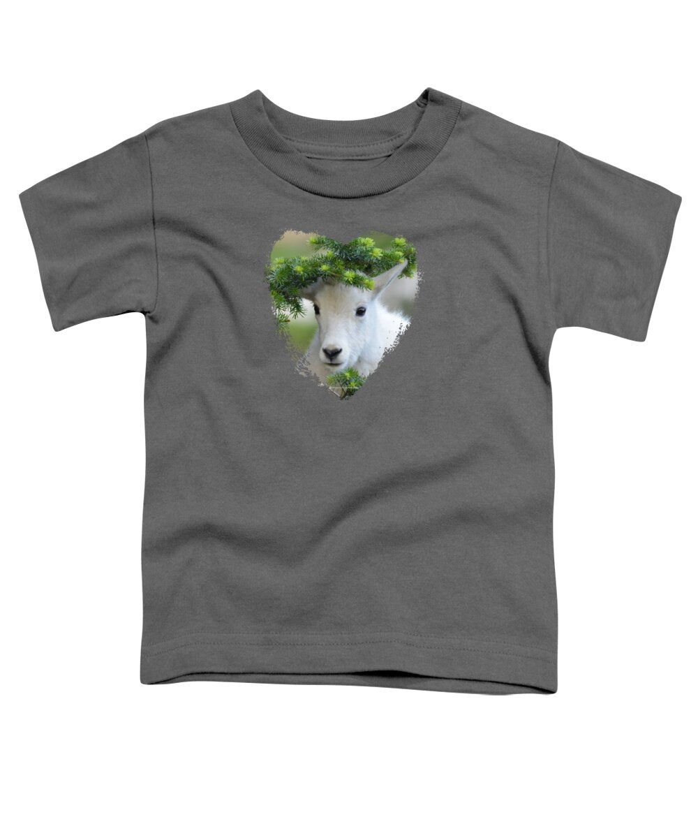 Mountain Goat Toddler T-Shirt featuring the photograph Baby Mountain Goat Heart by Whispering Peaks Photography