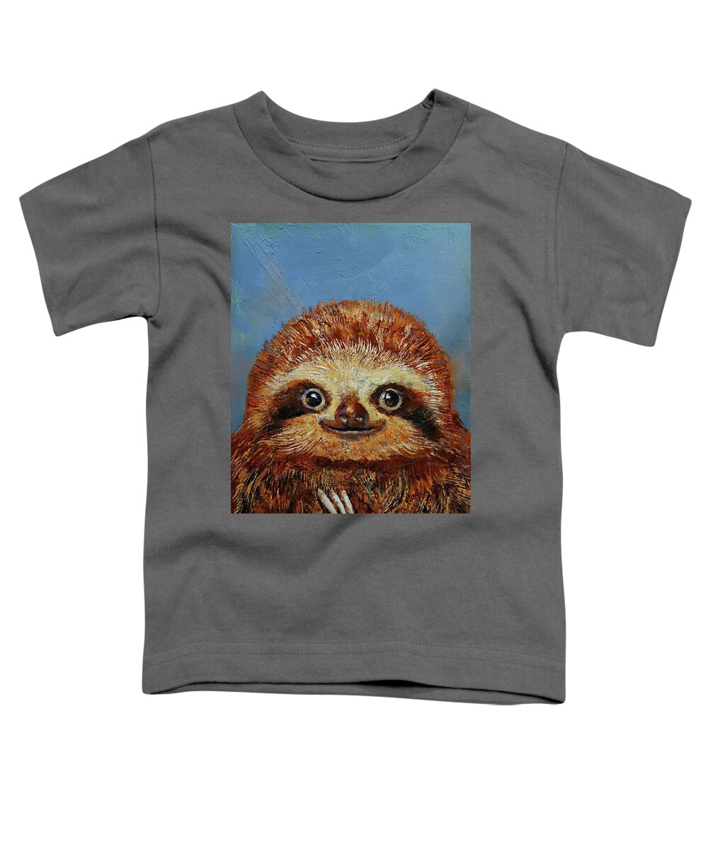 Fun Toddler T-Shirt featuring the painting Baby Sloth by Michael Creese