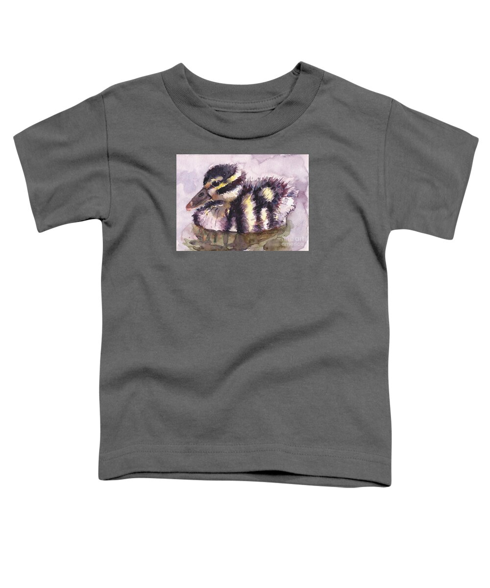 Whistling Duck Toddler T-Shirt featuring the painting Baby Whistler Bird by Claudia Hafner
