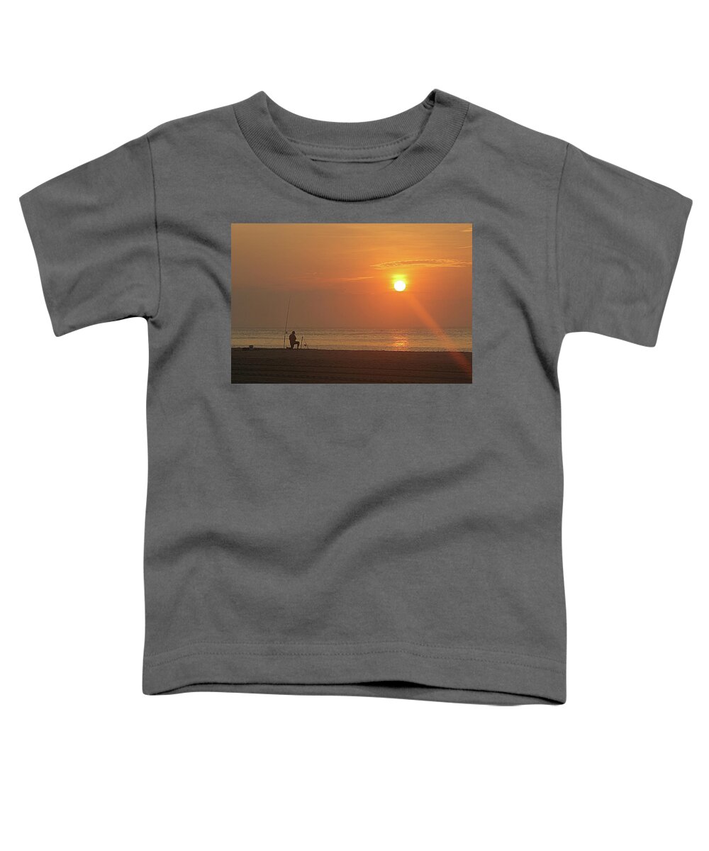 Surf Toddler T-Shirt featuring the photograph Baiting The Hook At Sunrise by Robert Banach