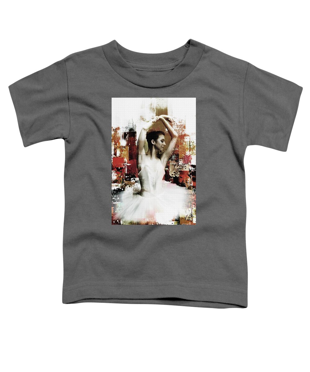 Ballerina Toddler T-Shirt featuring the painting Ballerina dancing 67yi by Gull G