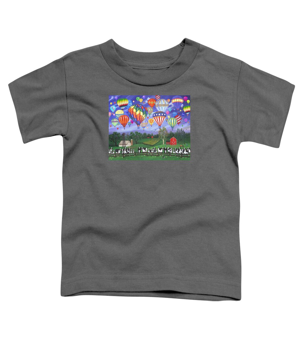 Landscape Toddler T-Shirt featuring the digital art Balloon Race Two by Linda Mears