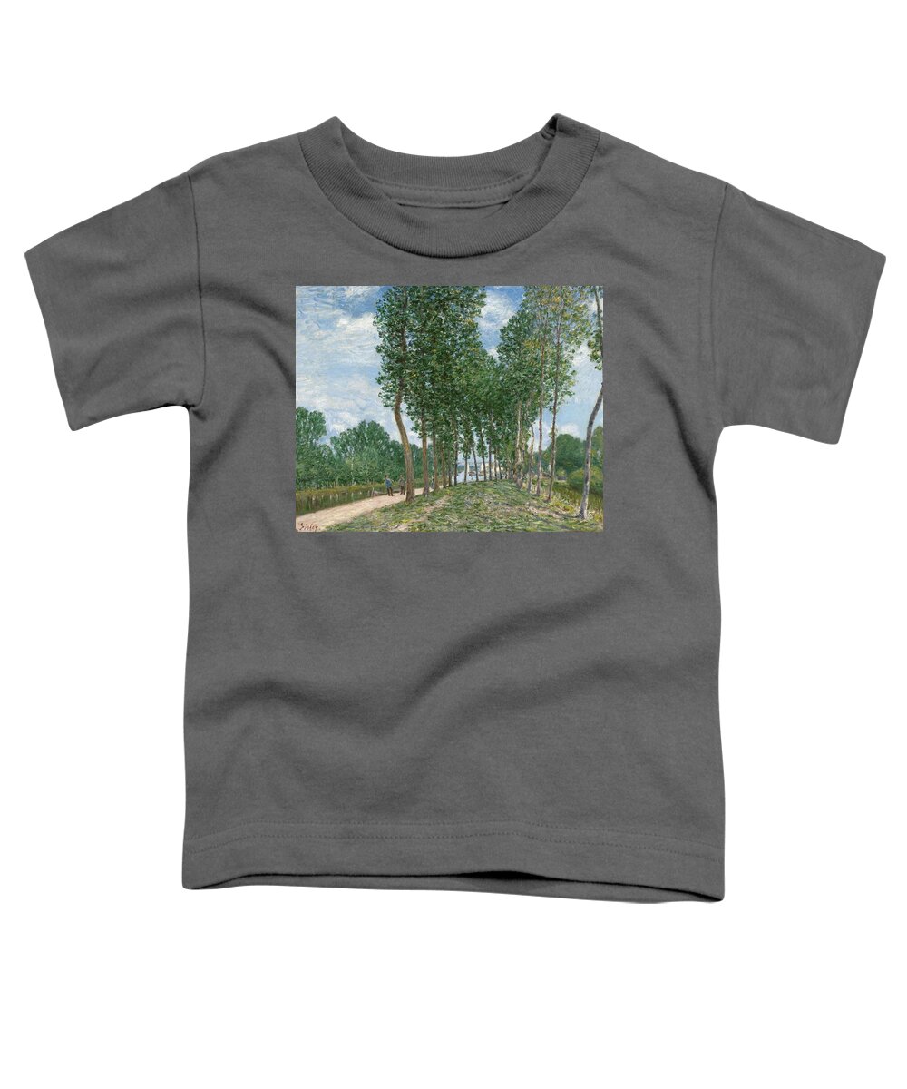 Alfred Sisley Toddler T-Shirt featuring the painting Banks of the Loing at Moret by Alfred Sisley
