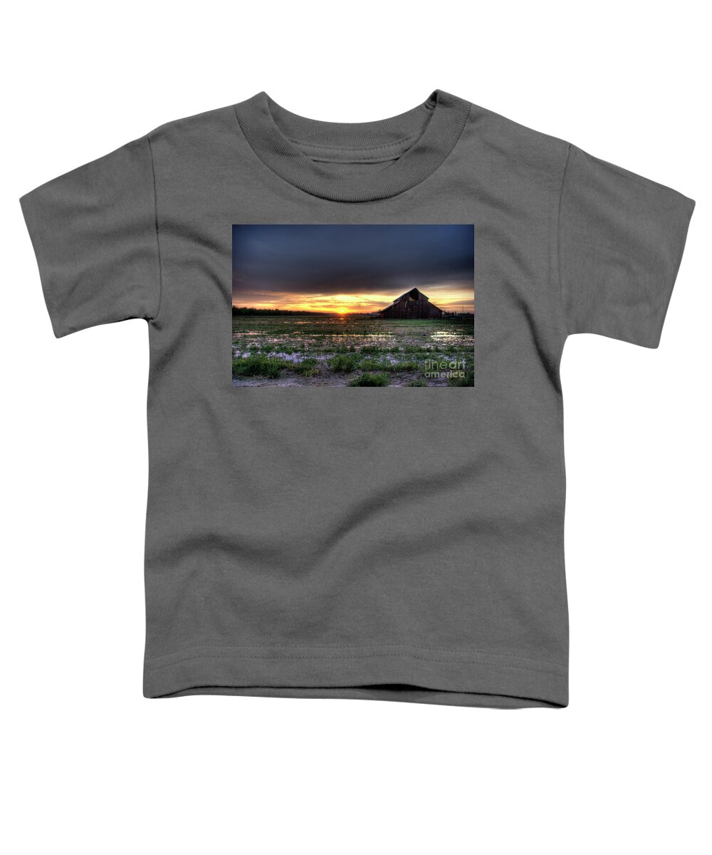 Barn Toddler T-Shirt featuring the photograph Barn sunrise by Jim And Emily Bush