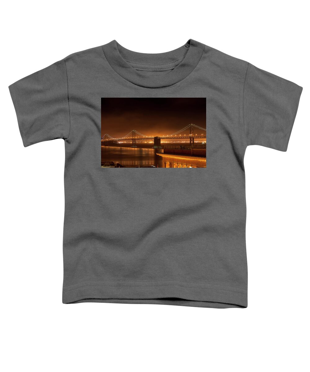 Nighttime Toddler T-Shirt featuring the photograph Bay Bridge at Night by Daniel Murphy