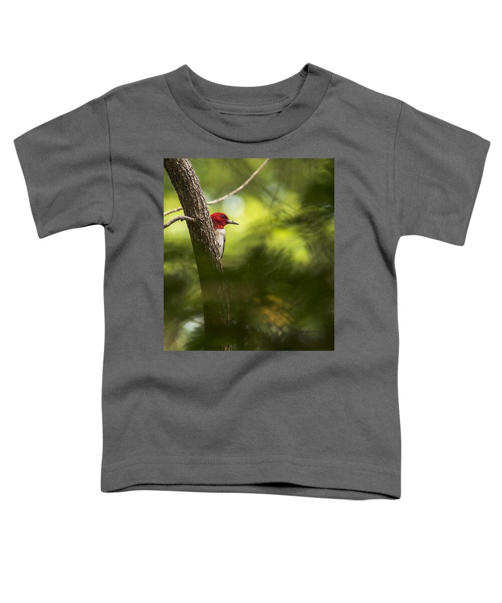 Red-headed Woodpecker Toddler T-Shirt featuring the photograph Beauty In The Woods by Ed Peterson