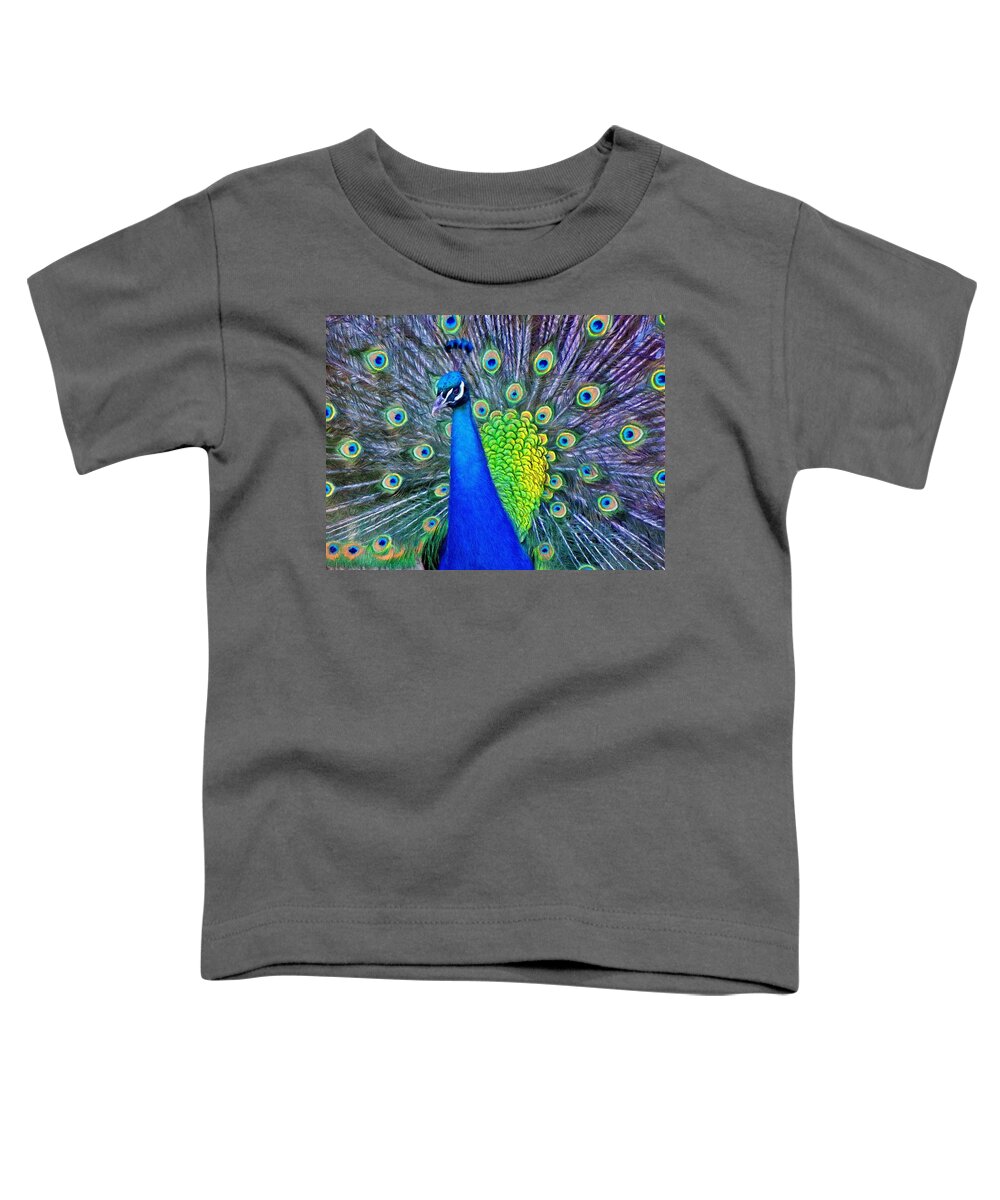 Peacock Toddler T-Shirt featuring the painting Beauty Whatever the Name by Jeffrey Kolker