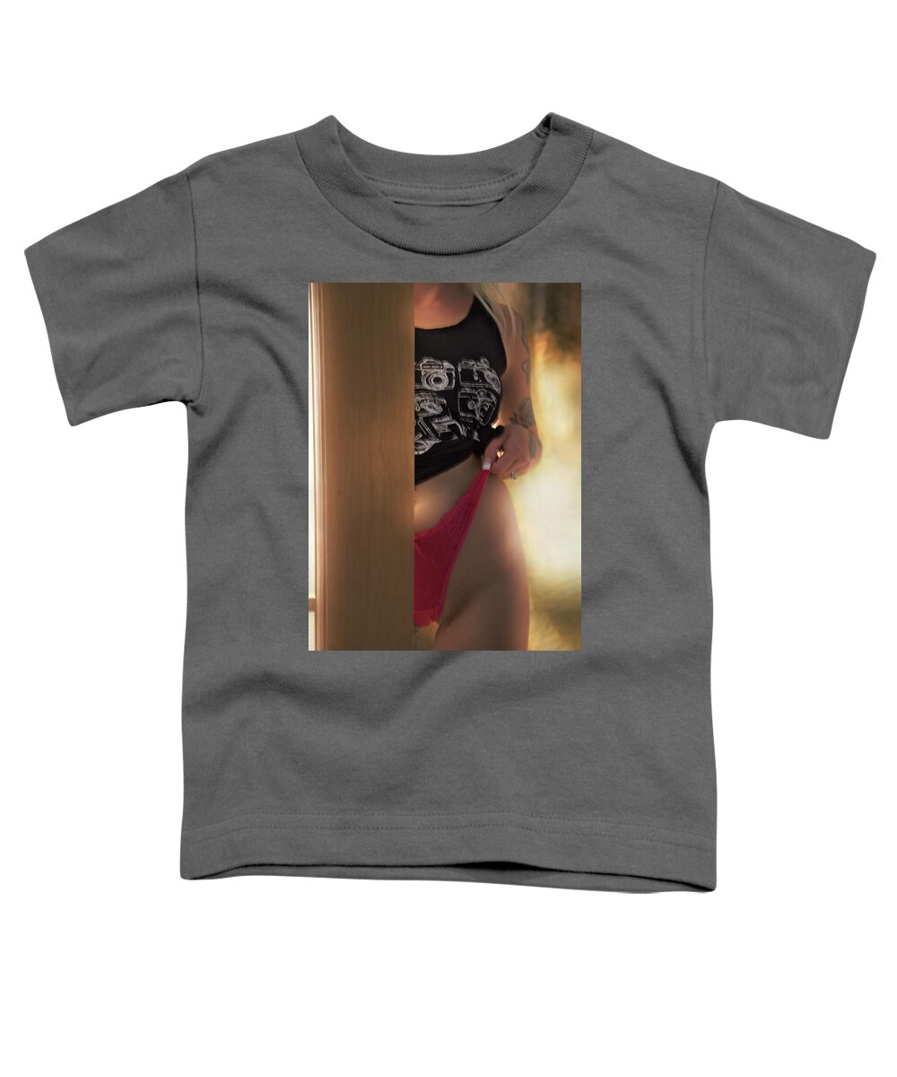 Nude Toddler T-Shirt featuring the photograph behind the Door by Hugh Smith