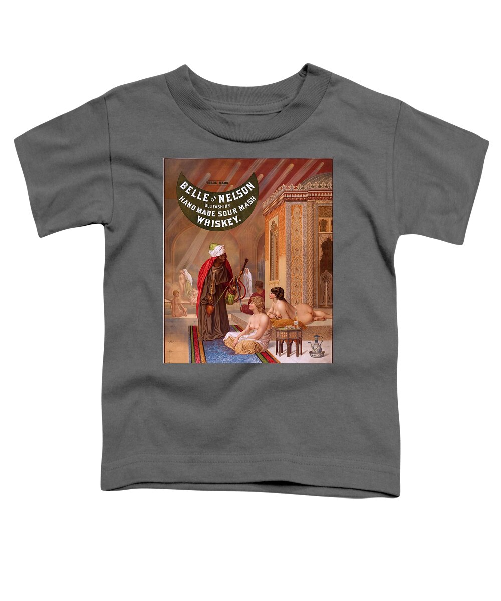 Whiskey Toddler T-Shirt featuring the painting Belle of Nelson old fashion home made sour mash whiskey, advertising poster, 1883 by Vincent Monozlay