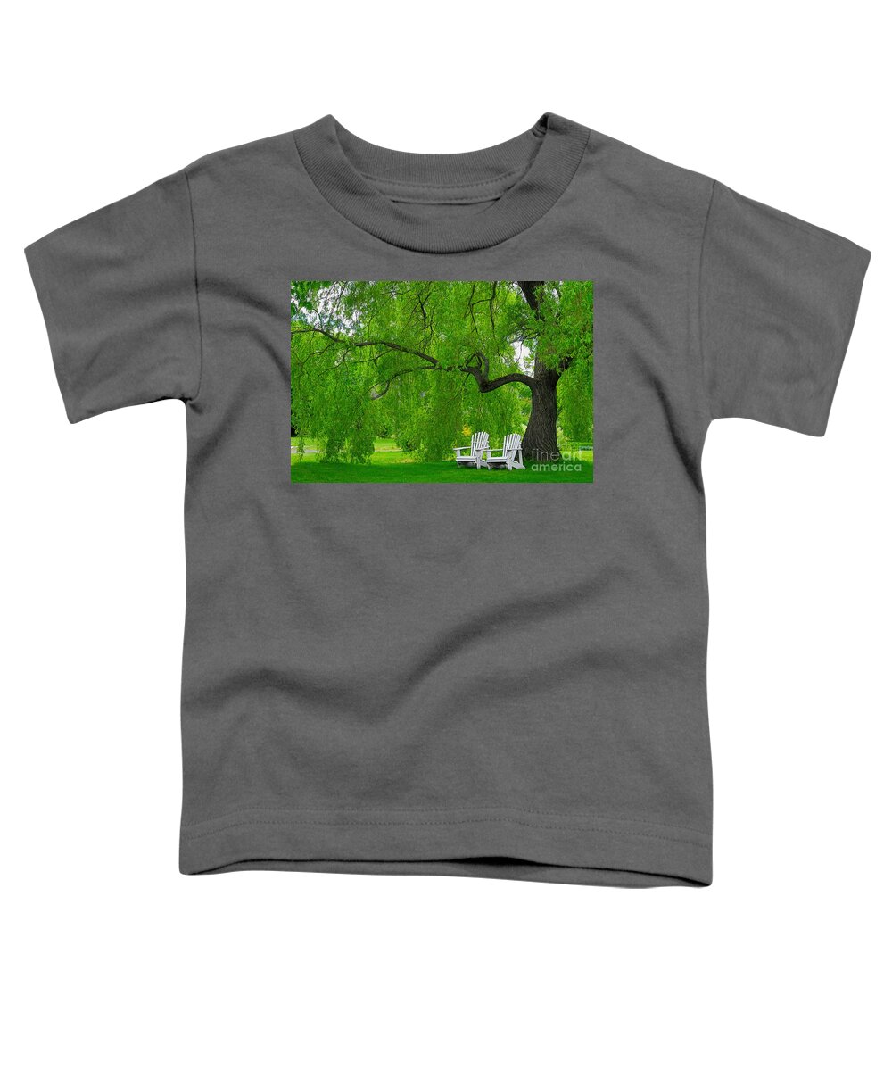 Weeping Willow Toddler T-Shirt featuring the photograph Beneath The Willow by Carol Randall