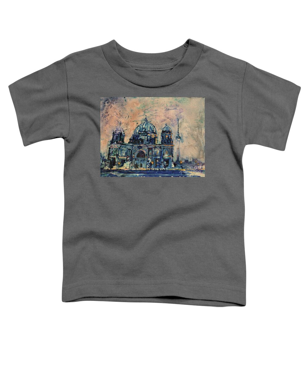 Blue Toddler T-Shirt featuring the painting Berlin Cathedral by Ryan Fox