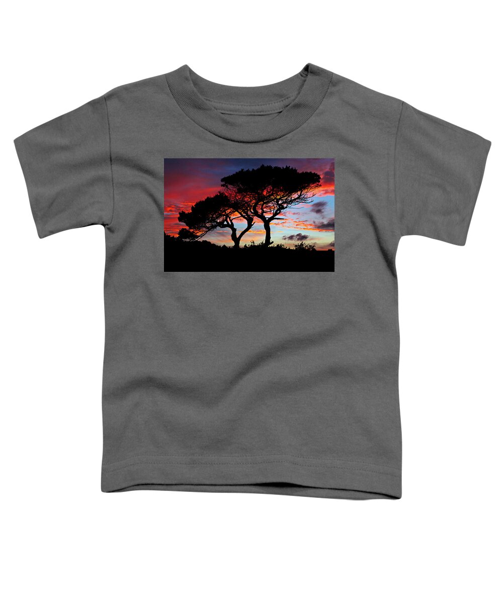Sunset Toddler T-Shirt featuring the photograph Beyond The Trees by Ally White