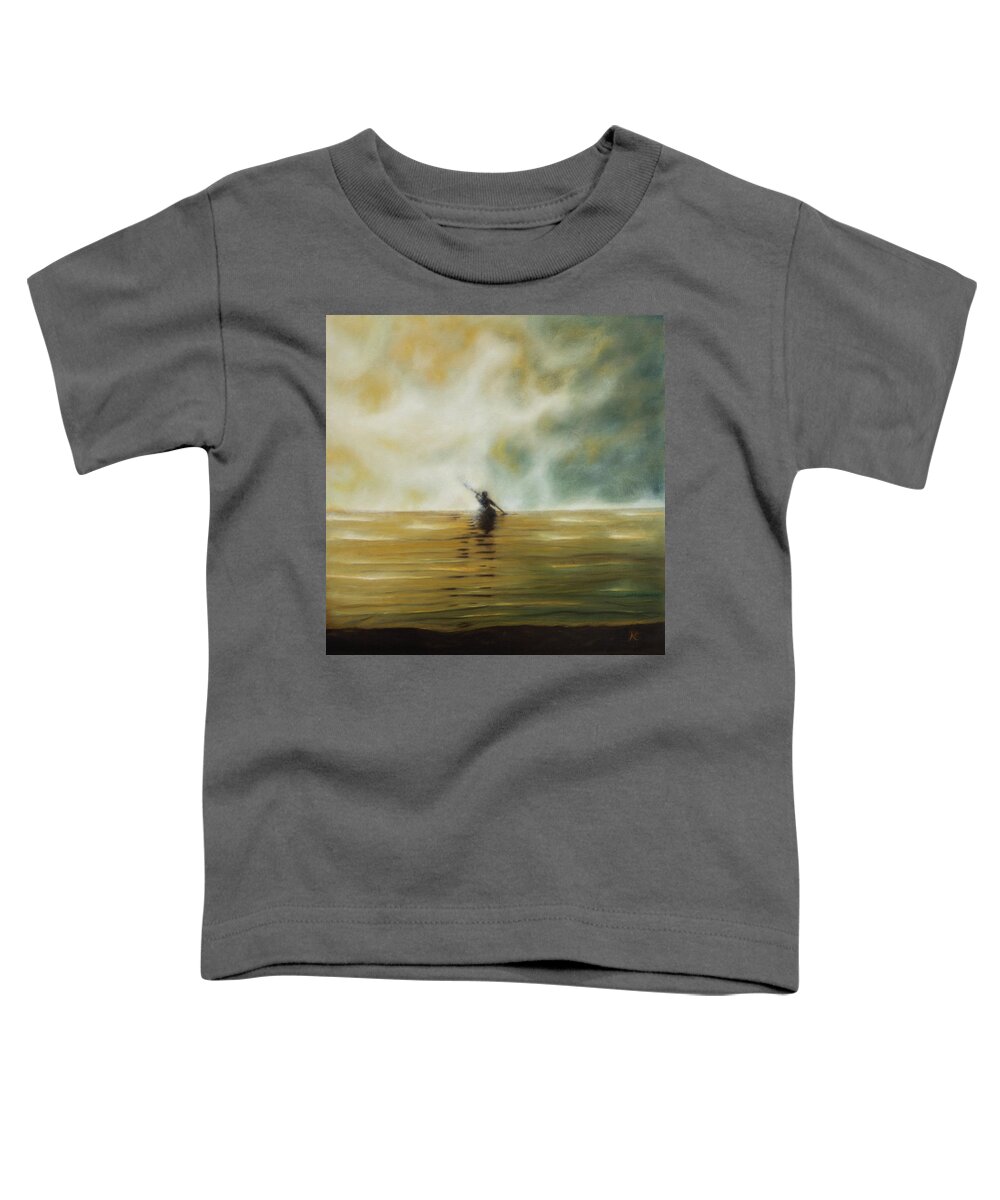 Kayak Toddler T-Shirt featuring the painting Beyond The Veil by Neslihan Ergul Colley