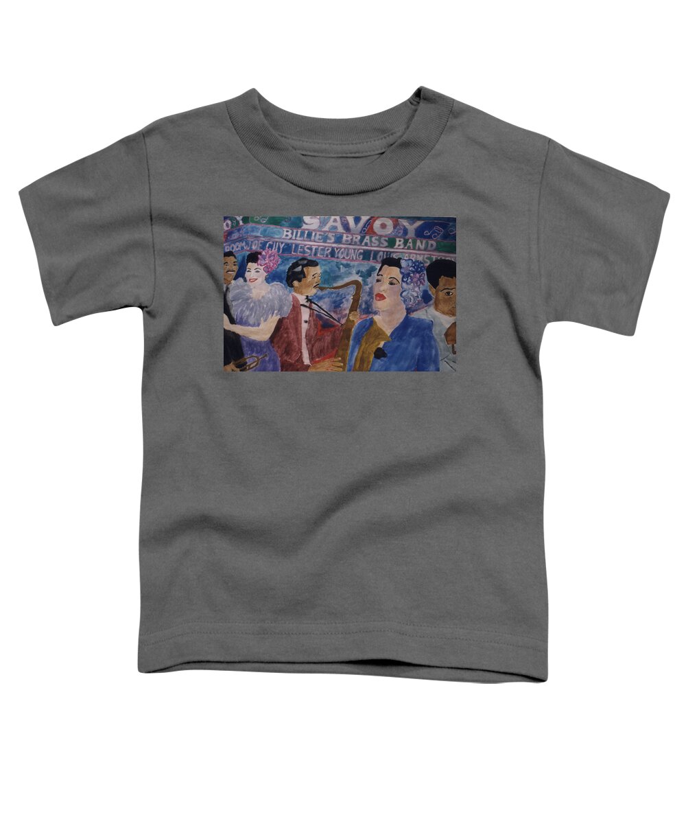 Billie Holiday Toddler T-Shirt featuring the painting Billie's Brass Band by Rachel Natalie Rawlins