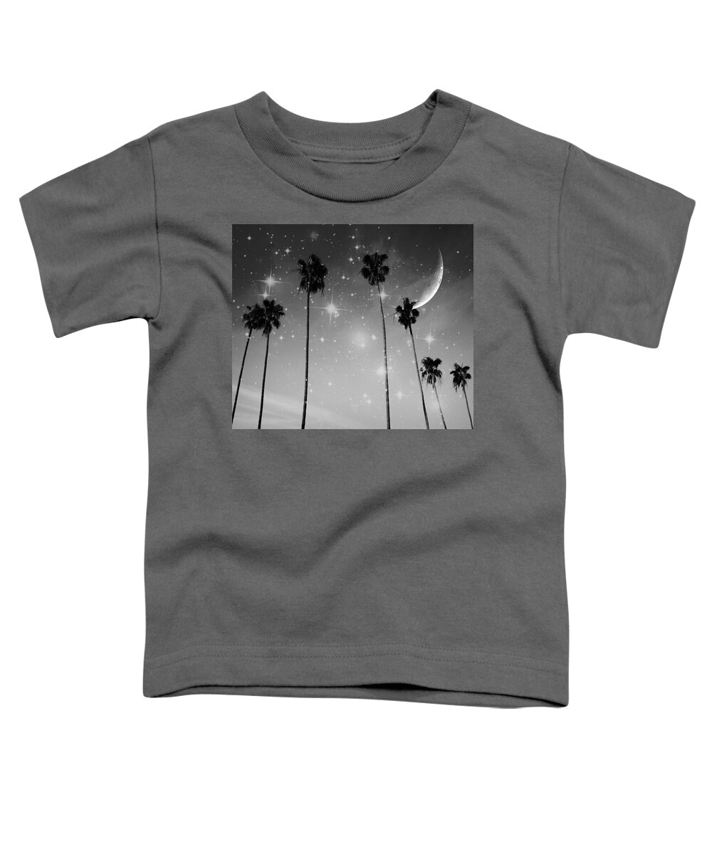 Black And White Starry Night Toddler T-Shirt featuring the photograph Black and White Starry Night by Marianna Mills