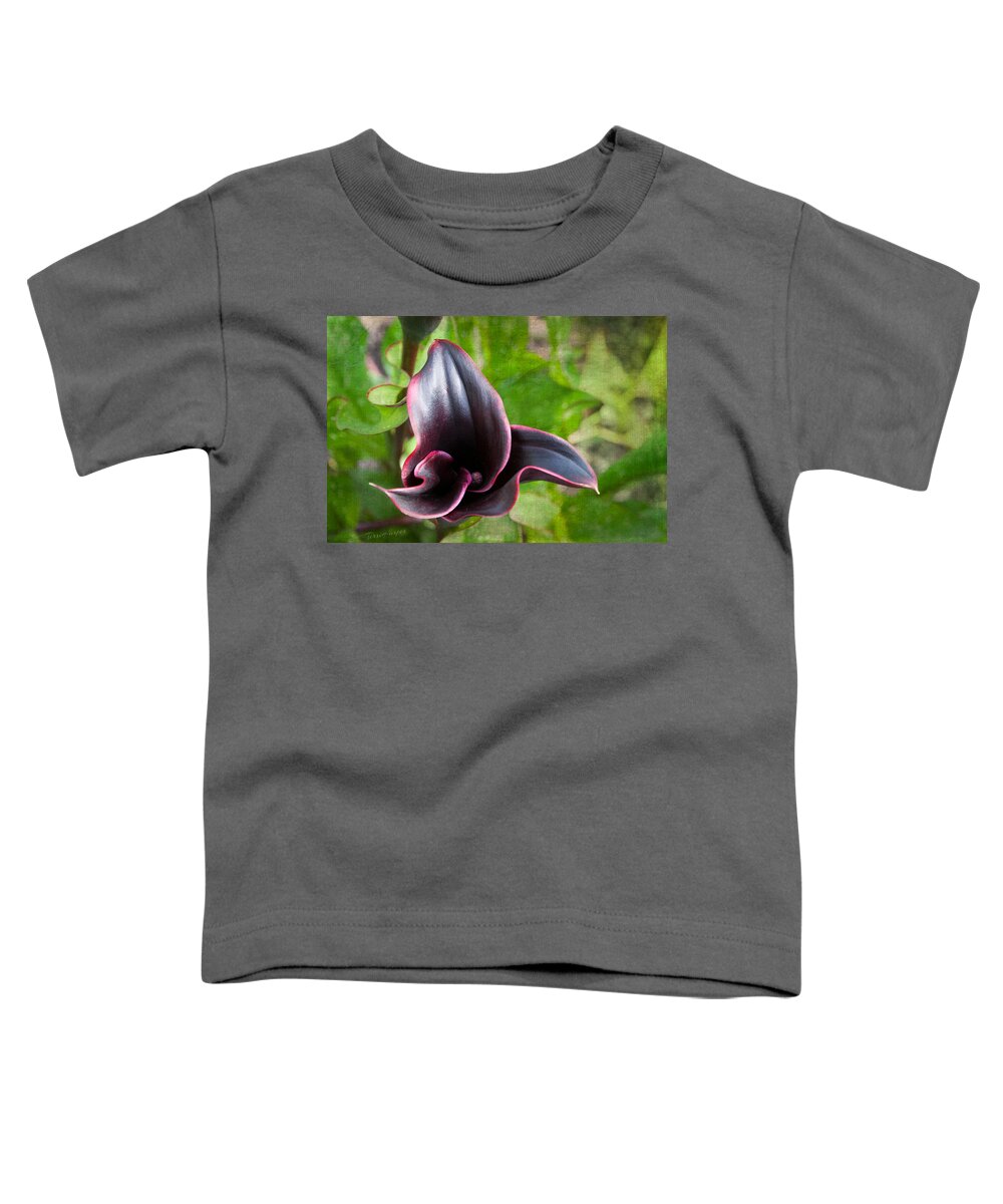Black Calla Lily Toddler T-Shirt featuring the photograph Black Beauty by Terri Harper