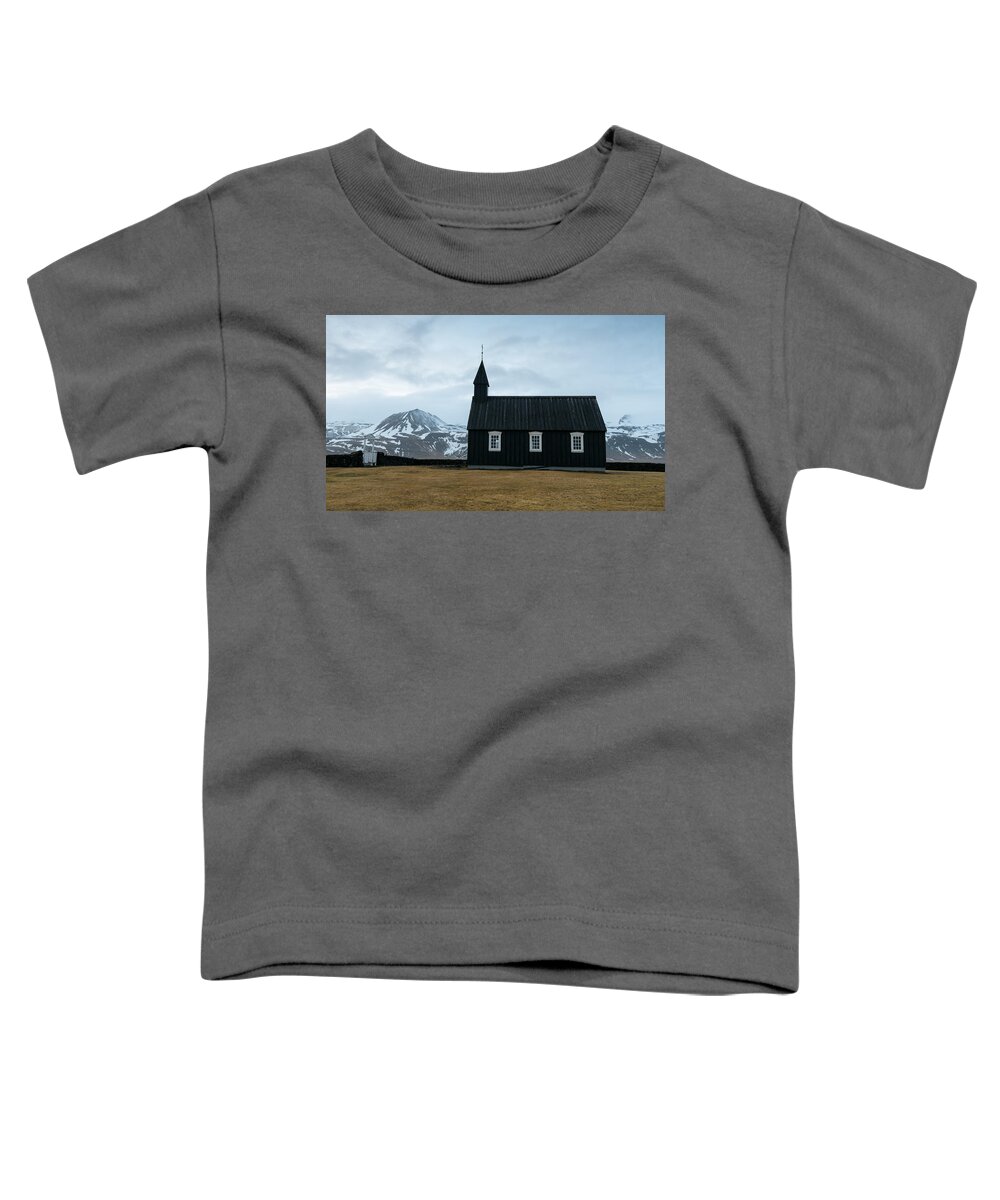 Budir Church Toddler T-Shirt featuring the photograph Black church of Budir, Iceland by Michalakis Ppalis