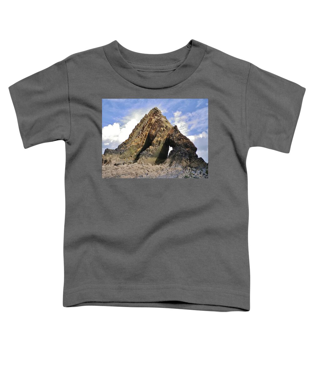 Black Church Toddler T-Shirt featuring the photograph Blackchurch Rock MouthMill Beach North Devon by Richard Brookes