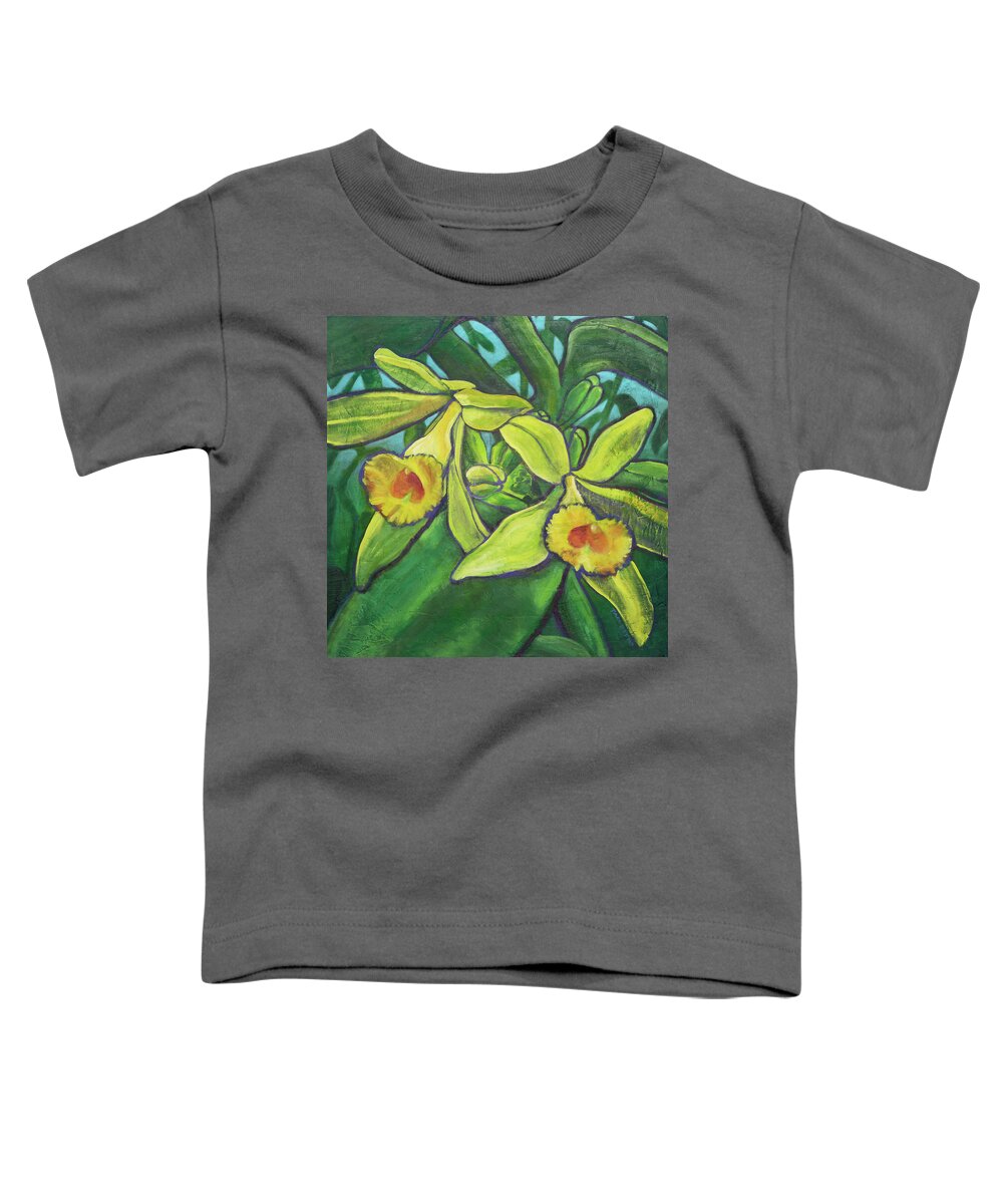 Coconut Bliss Toddler T-Shirt featuring the painting Blissful Vanilla Orchids by Tara D Kemp