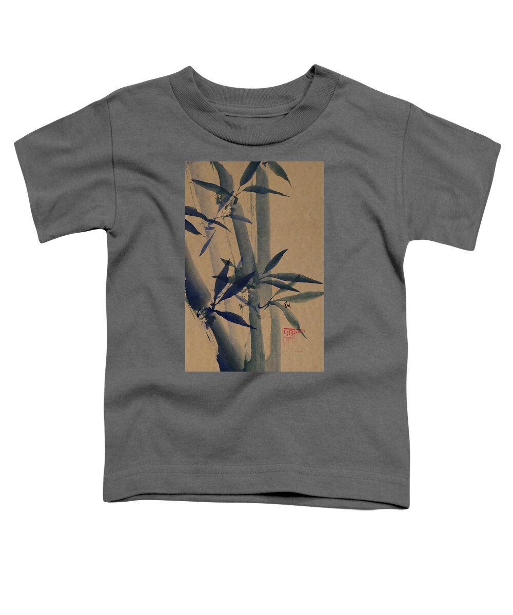 Blue Toddler T-Shirt featuring the painting Blue Bamboo by Robin Miller-Bookhout