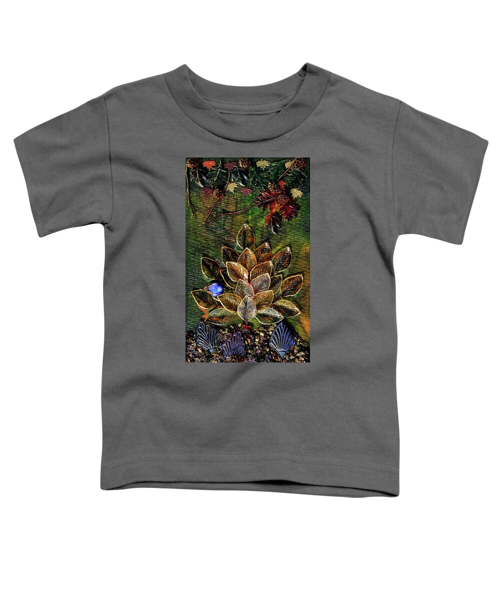 Blue Bird Toddler T-Shirt featuring the mixed media Blue Bird Singing In An Autumn Tree by Donna Blackhall
