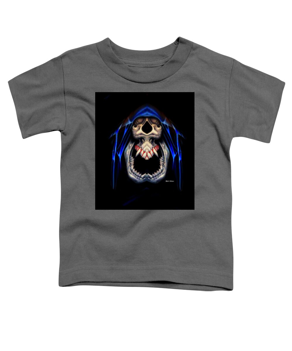 Rafael Salazar Toddler T-Shirt featuring the digital art Blue Caped Skull by Rafael Salazar