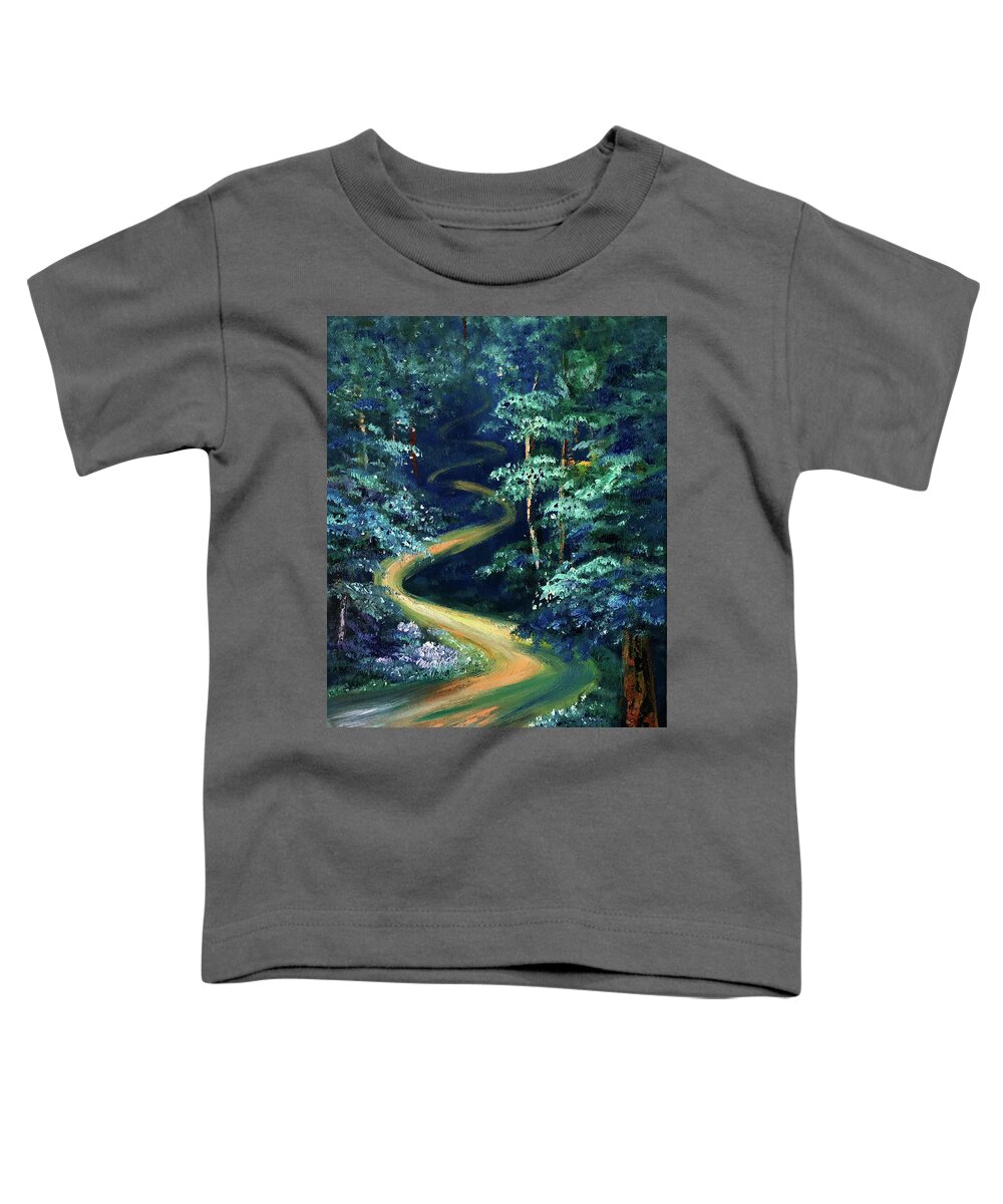 Blue Forest Toddler T-Shirt featuring the painting Blue Forest by Gina De Gorna