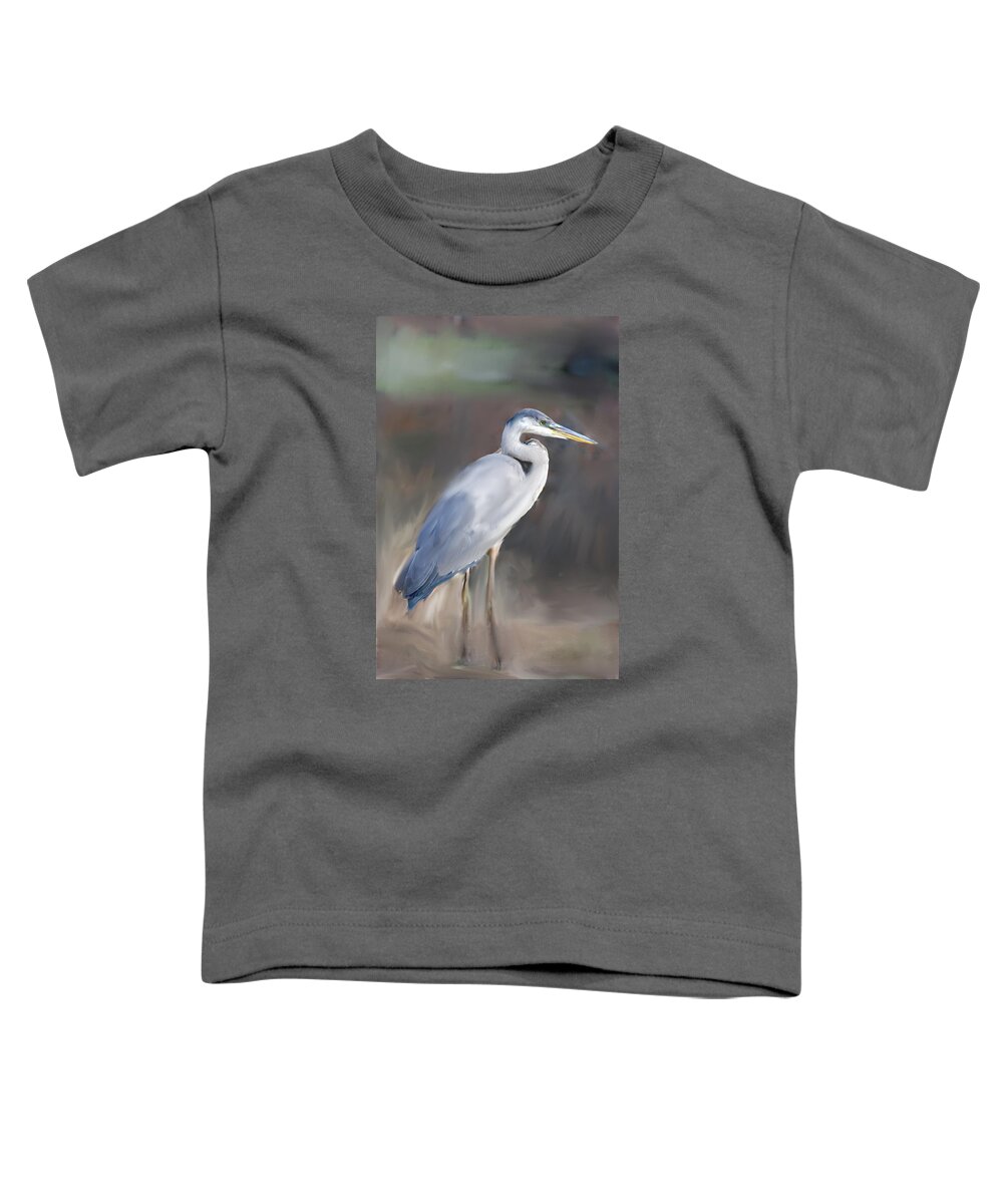 Painting Blue Heron Iii Toddler T-Shirt featuring the painting Blue Heron Painting by Don Wright