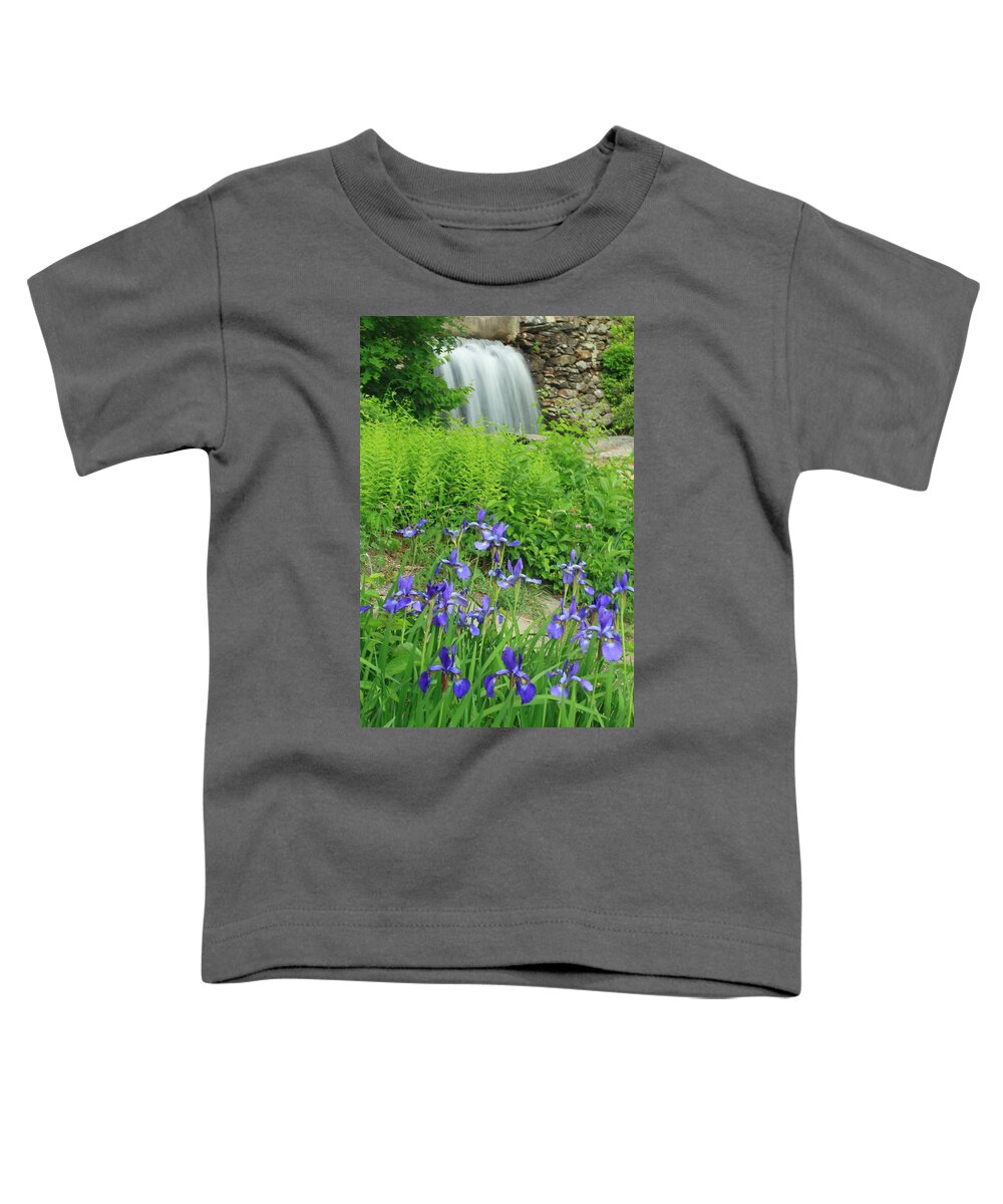 Waterfall Toddler T-Shirt featuring the photograph Blue Iris and Waterfall by John Burk