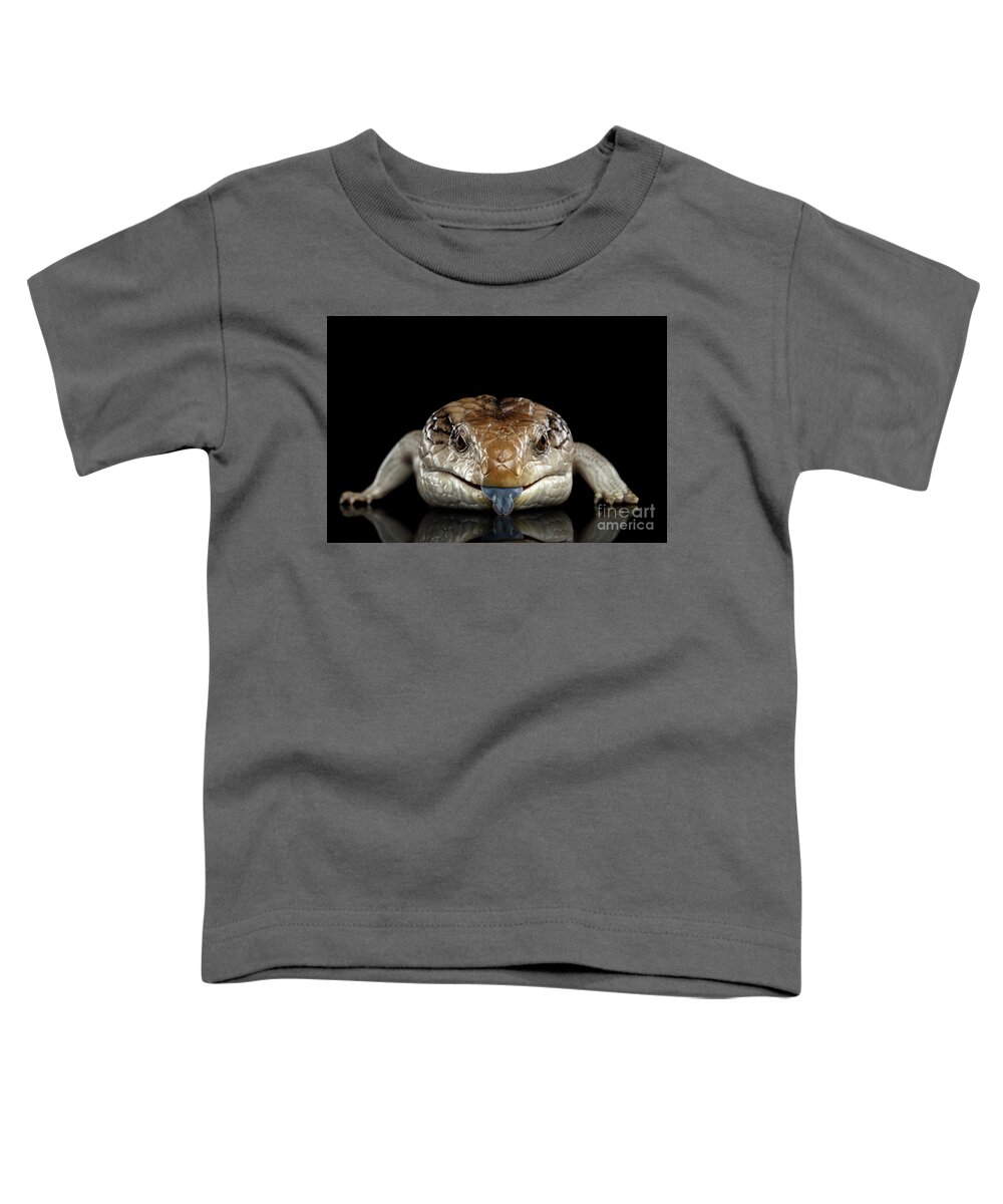 Lizard Toddler T-Shirt featuring the photograph Blue-tongued Skink by Sergey Taran