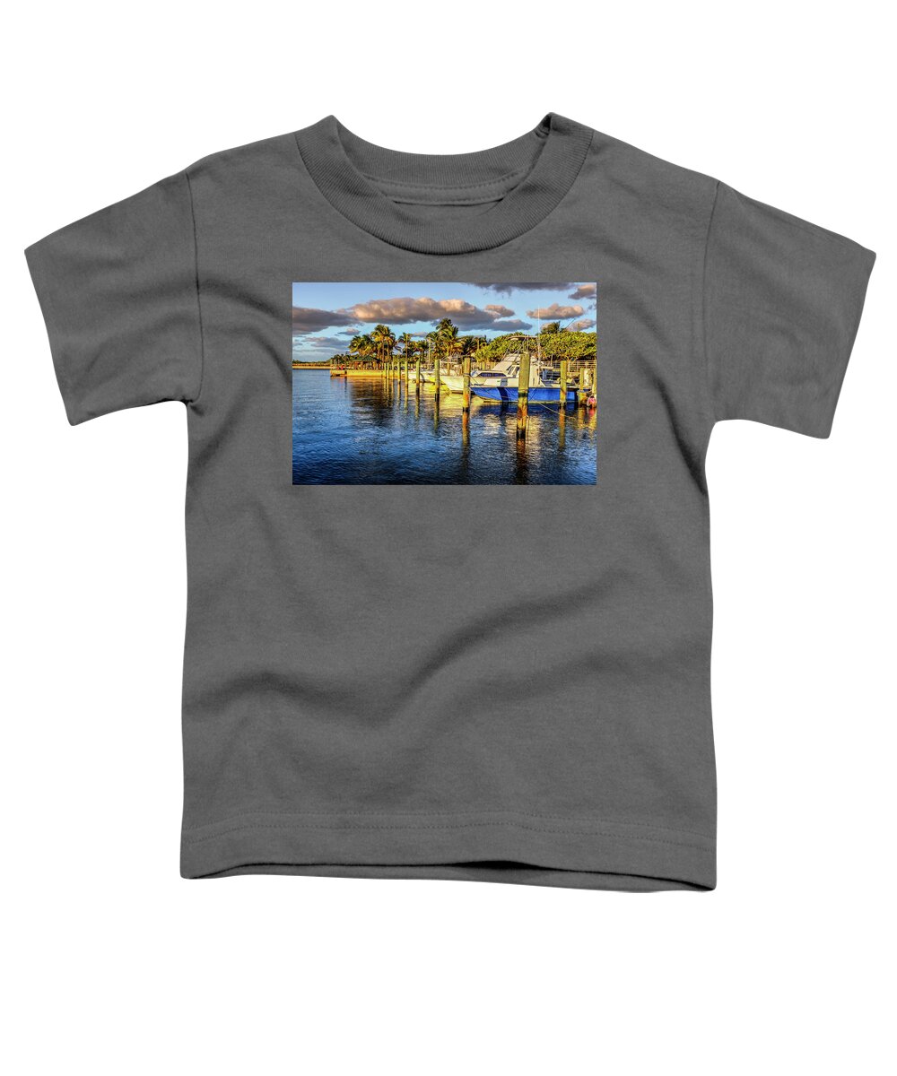 Boats Toddler T-Shirt featuring the photograph Boats in the Evening Sunshine by Debra and Dave Vanderlaan