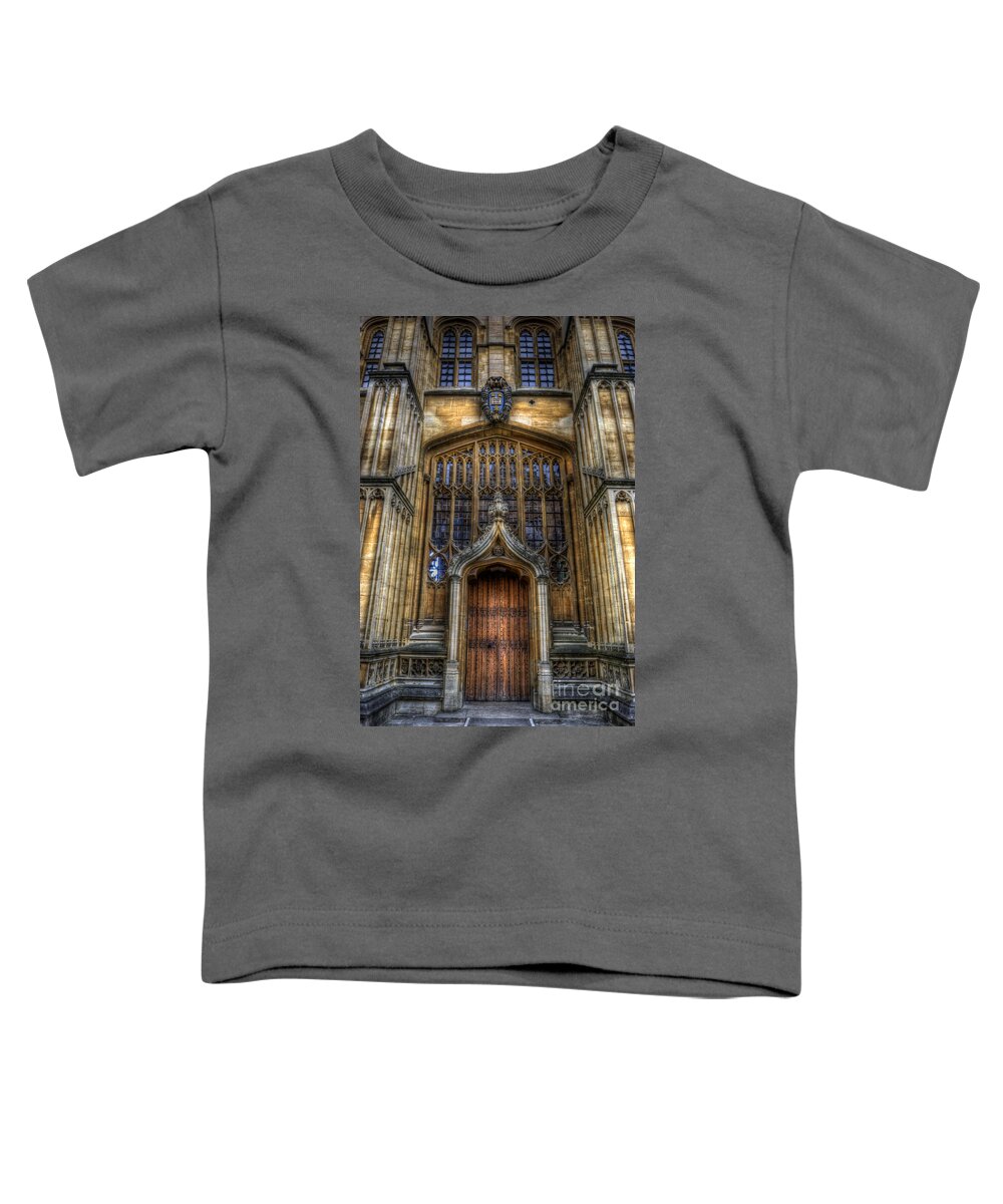 Yhun Suarez Toddler T-Shirt featuring the photograph Bodleian Library Door - Oxford by Yhun Suarez
