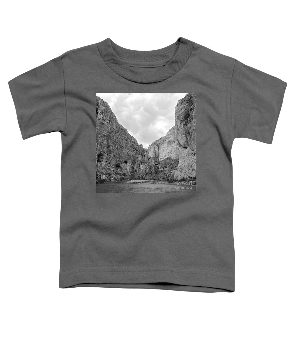 Big Bend National Park Toddler T-Shirt featuring the photograph Boquillas Canyon and Scalloped Clouds Big Bend National Park Texas Square Format Black and White by Shawn O'Brien