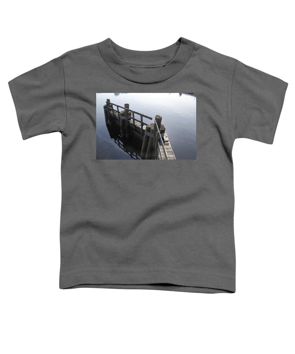 Boston Toddler T-Shirt featuring the photograph Boston Charles River Pier by Valerie Collins