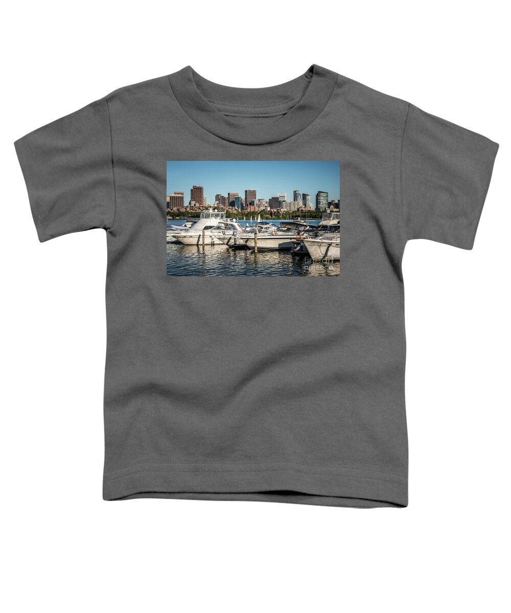 America Toddler T-Shirt featuring the photograph Boston Skyline with Boats Photo by Paul Velgos