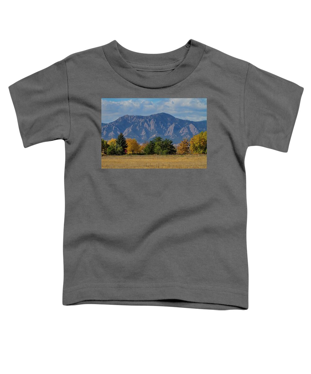 Flatirons Toddler T-Shirt featuring the photograph Boulder Colorado Autumn Flatiron Afternoon by James BO Insogna