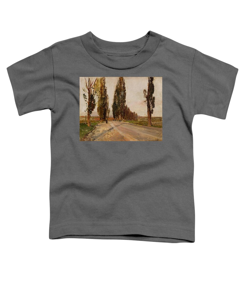 19th Century Art Toddler T-Shirt featuring the painting Boulevard of Poplars near Plankenberg by Emil Jakob Schindler