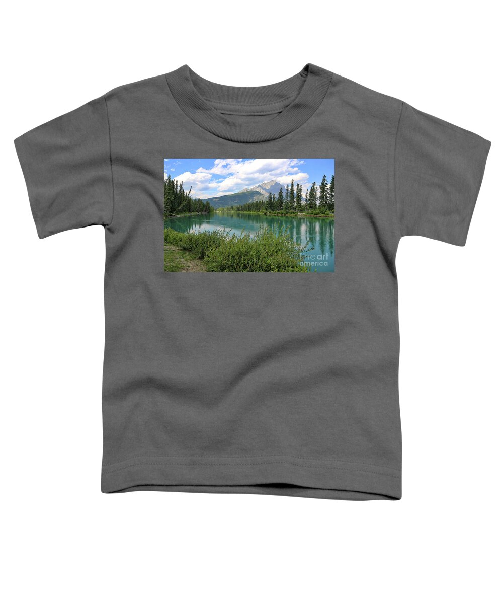 Banff Toddler T-Shirt featuring the photograph Bow River in Banff by Carol Groenen