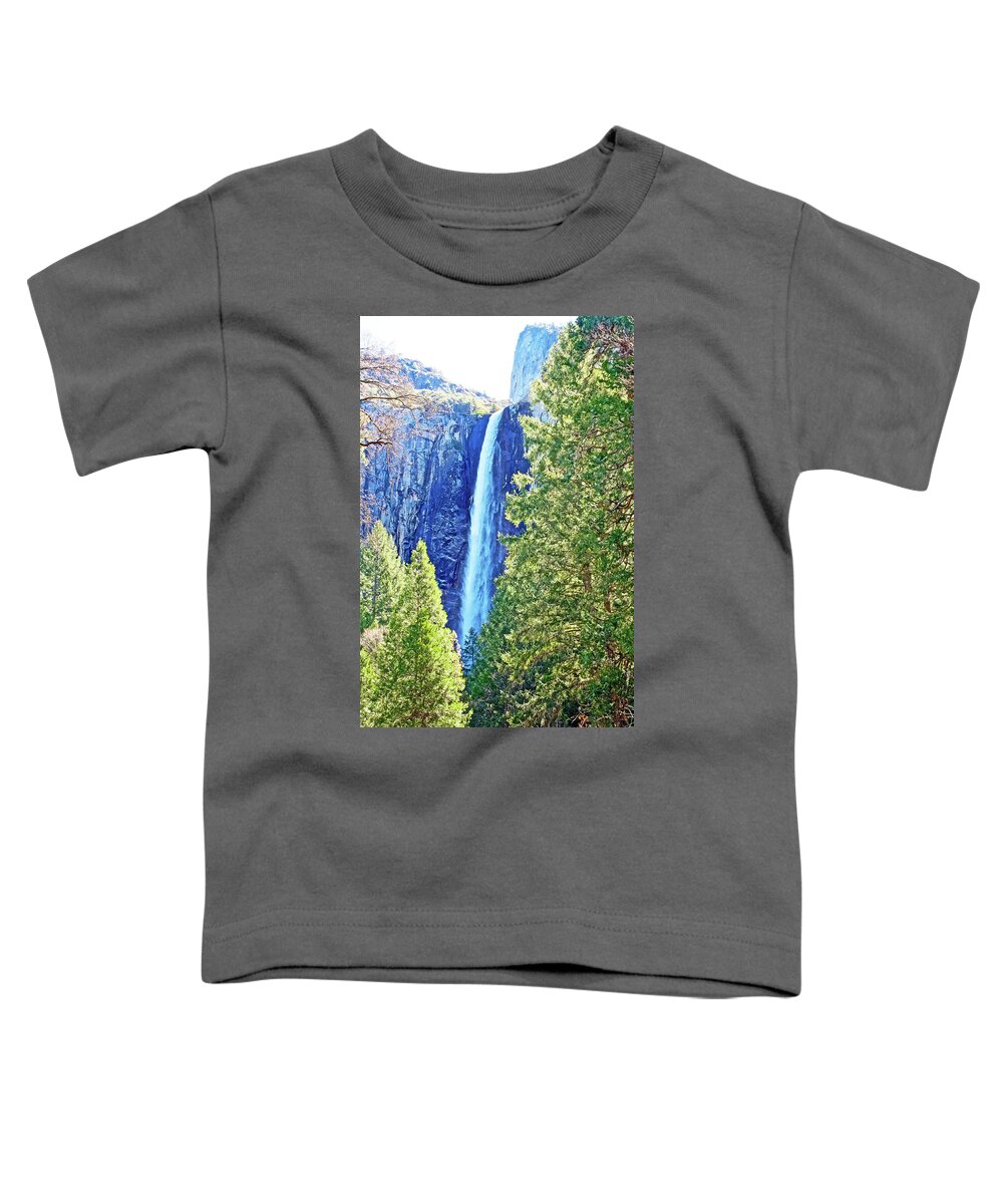 Bridalveil Falls In Yosemite Valley In Yosemite National Park Toddler T-Shirt featuring the photograph Bridalveil Falls in Yosemite Valley Yosemite National Park, California by Ruth Hager