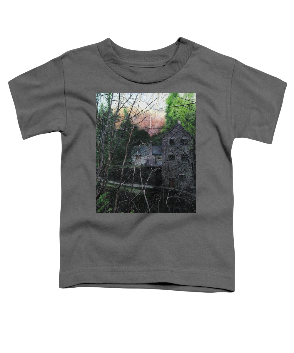 Landscape Toddler T-Shirt featuring the painting Bridge at Bontuchel by Harry Robertson